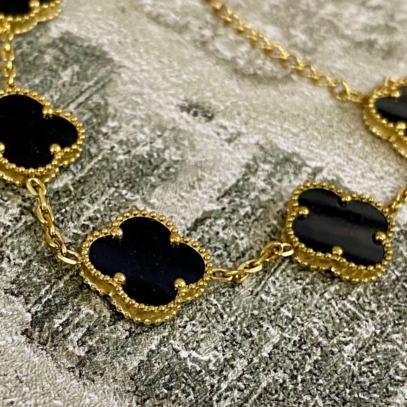 Alhambra Designer Black Gold 4 Clover 5 Motif Bracelet - Picture 3 of 4